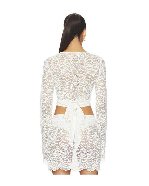 Away That Day White X Gigi & Palm Island Lace Top
