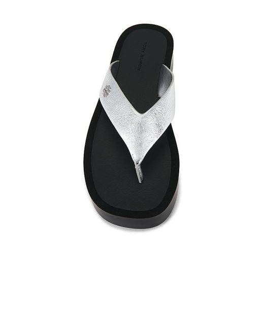 Tory Burch Black Leather Platform Flip Flop