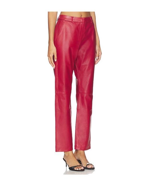 AEXAE Red Leather Straight Leg Pant