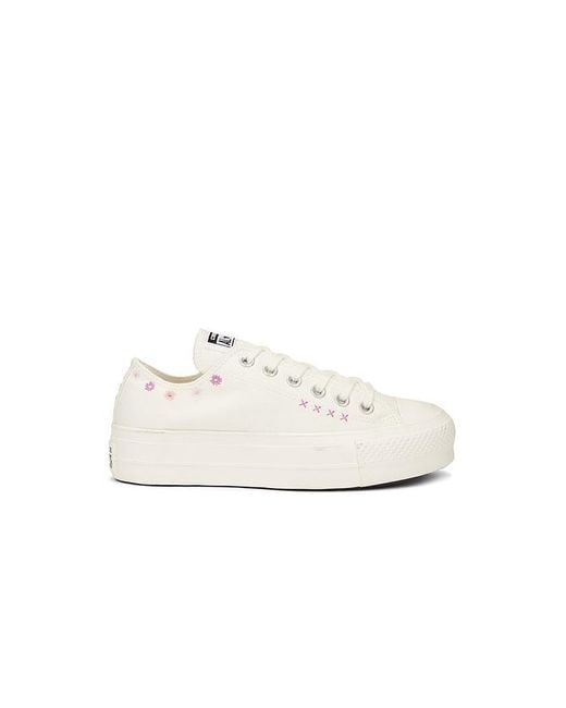 Converse White Chuck Taylor All Star Lift Floral Embroidery Low Top Sneaker