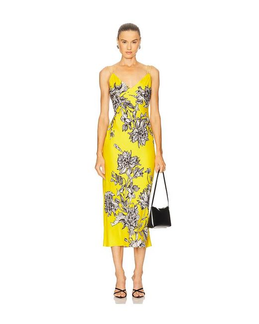 Alice + Olivia Yellow Midi-Kleid Kiro