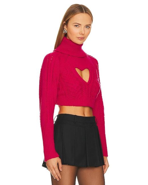For Love & Lemons Red Vera Cutout Sweater