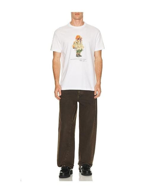 Polo Ralph Lauren White Short Sleeve Jersey Knit Novelty Rocks Bear Graphic T-Shirt for men
