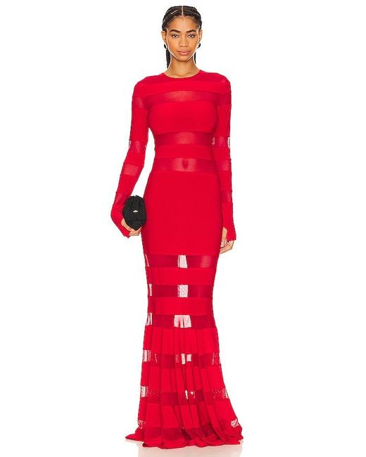 Norma Kamali Red X Revolve Spliced Dress Fishtail Gown