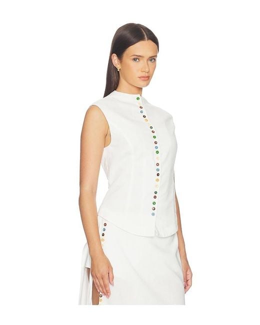 YELLOW THE LABEL White Quinn Linen Top