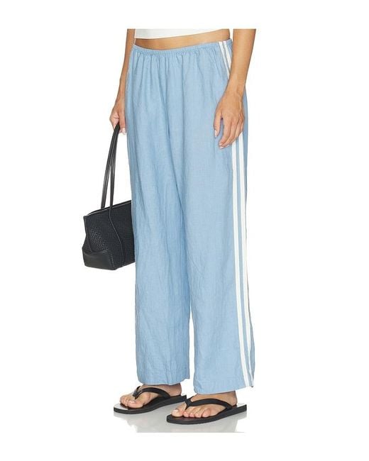 DONNI. Blue The Linen Crop Racer Stripe Pant