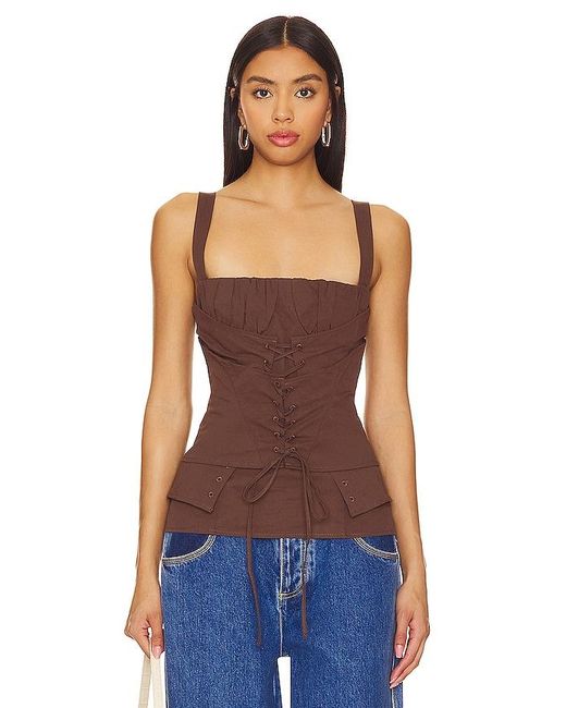Lioness Blue In Bloom Top In Chocolate. - Size L (also In M, S, Xs, Xxs)