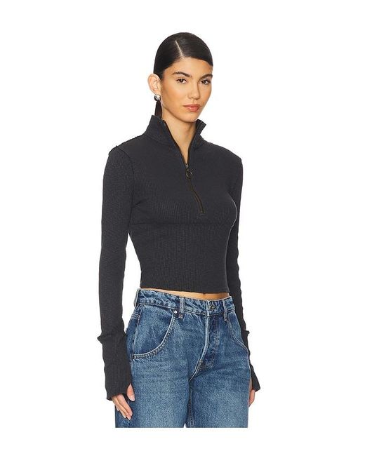 Free People Blue Pullover Mit Reissverschlusskragen We The Free Midnight