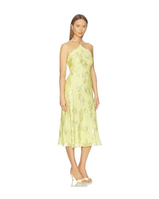 Cami NYC Yellow Ruzita Metallic Chiffon Midi Dress