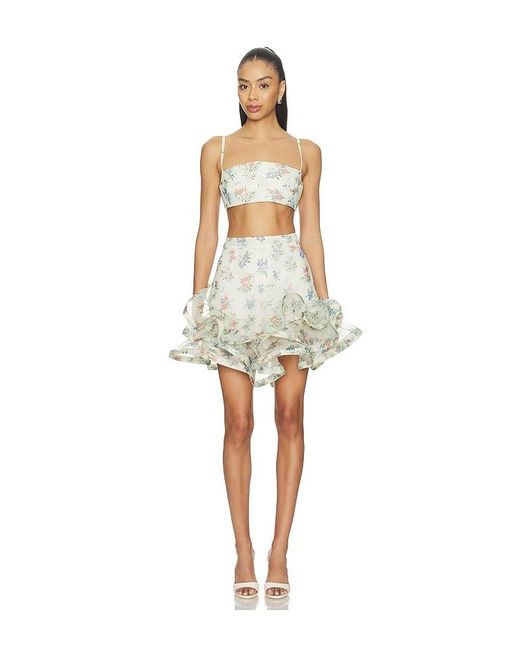 La Fuori Yellow Petal Cascade Mini Skirt