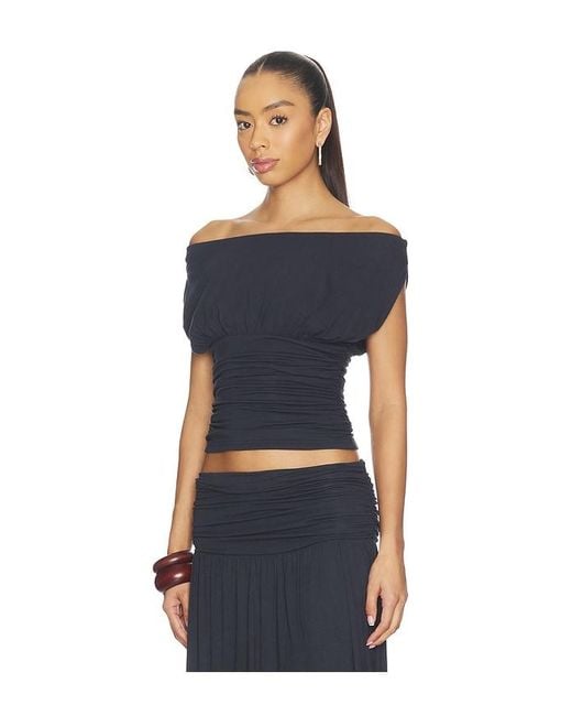 Seven Wonders Blue Avanni Off Shoulder Ruched Top