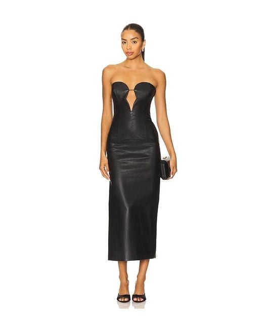 Bardot Black Eleni Faux Leather Midi Dress