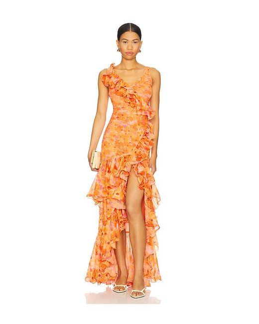 PATBO Orange Myosotis Flutter Gown