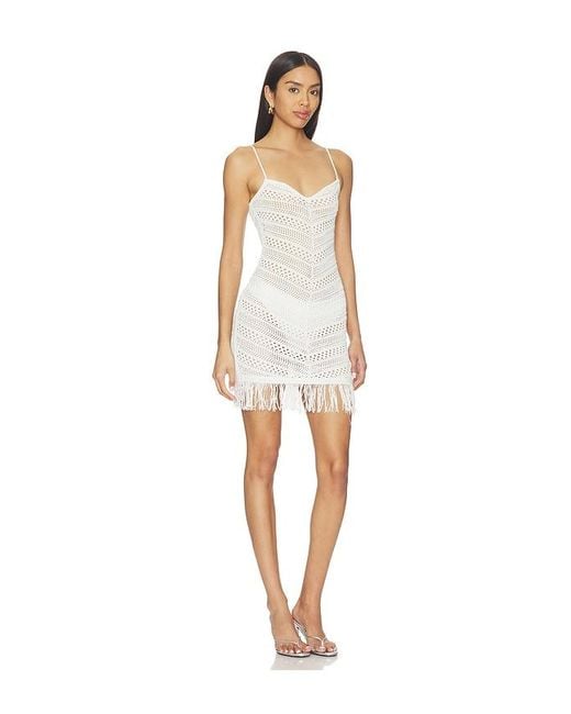 Tularosa White Gelinda Fringe Mini Dress