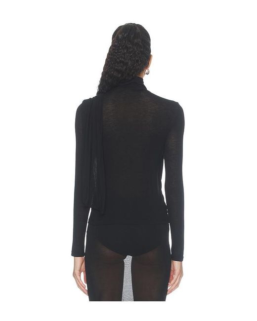 Enza Costa Black Sheer Cashmere Jersey Bandana Turtleneck