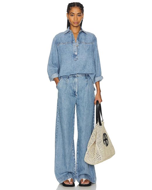 Rag & Bone Featherweight Abigale Pleated ワイドレッグ Blue
