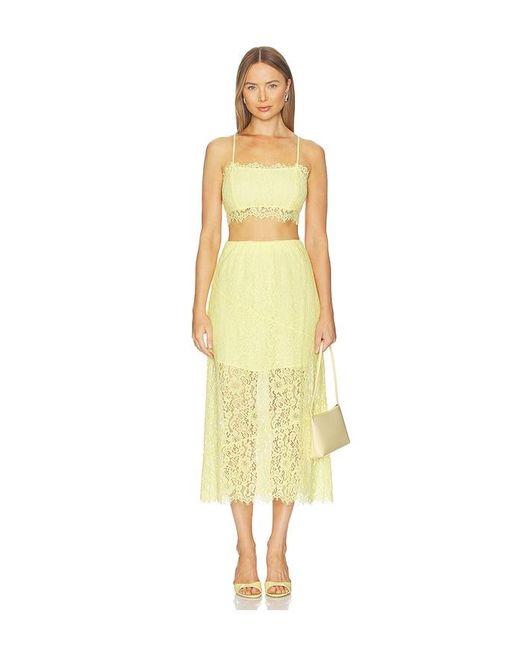 Cami NYC Yellow Effie Lace Midi Skirt
