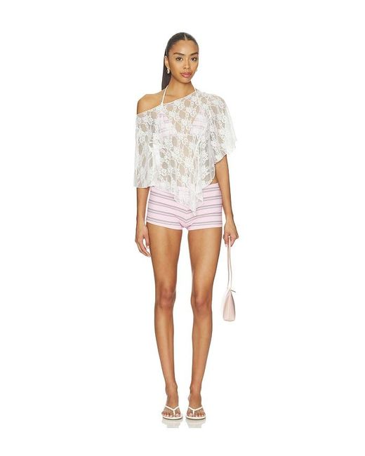 Frankie's Bikinis White X Paige Lorenze Romantic Lace Blouse