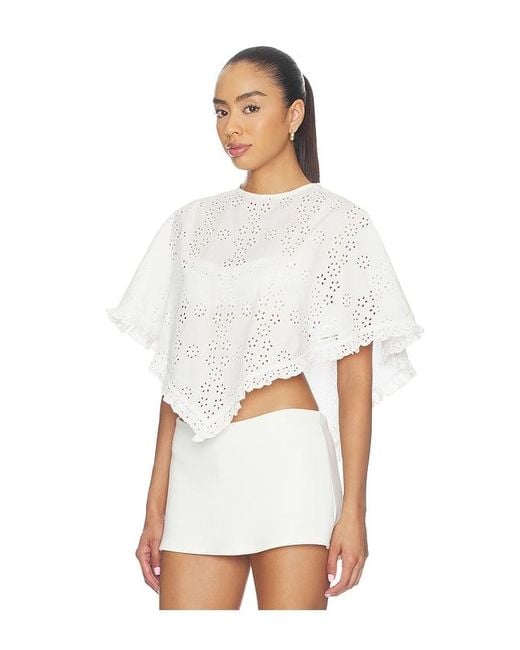 Sandy Liang White Soba Poncho