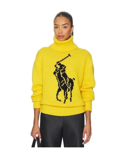 Polo Ralph Lauren Yellow Big Pony Wool Turtleneck Sweater