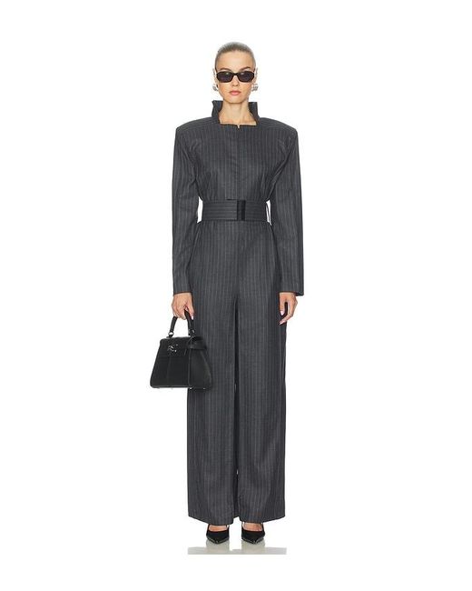 Bevza Black Pinstriped Jumpsuit