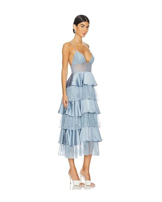 WeWoreWhat Tiered Lace Midi Dress in Blue | Lyst