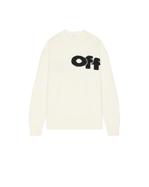 Off-White c/o Virgil Abloh Natural Shared Logo Knit Crewneck for men