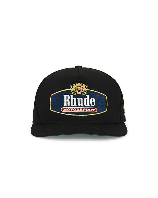 Rhude Black Racing Crest Hat for men