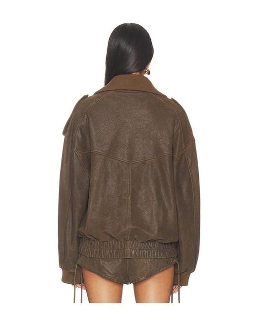 Spell Brown Fontaine Leather Bomber Jacket