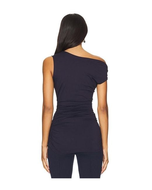 Susana Monaco Blue Asymmetric Gathered Top