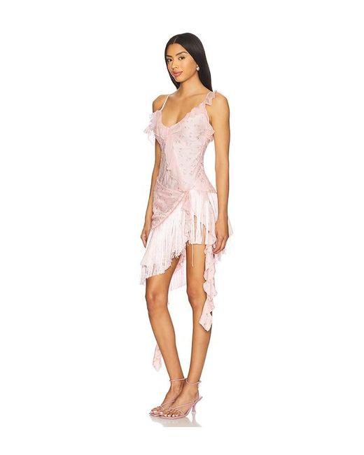 For Love & Lemons White Raspberry Rose Mini Dress