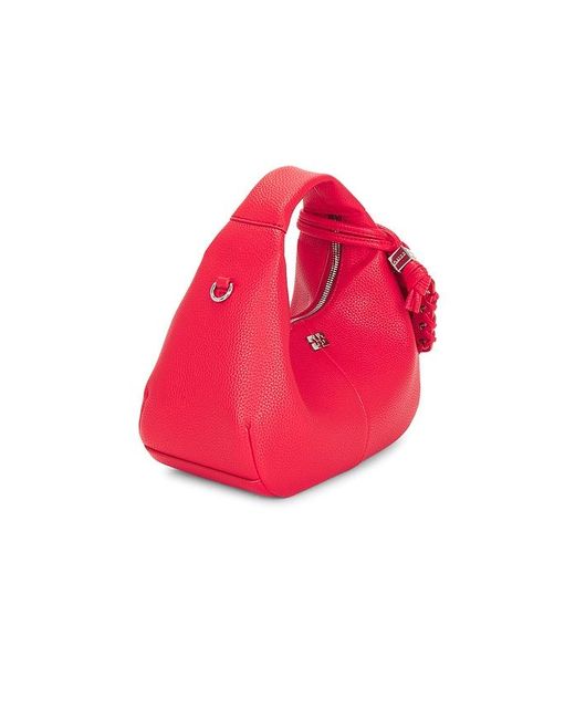 Ganni Red Hobo Mini Grained Bag