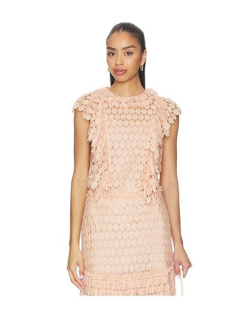 Ulla Johnson Natural Daevy Lace Short Sleeve Top