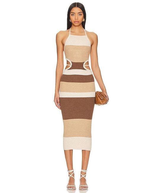 Camila Coelho Natural Emlyn Stripe Knit Dress