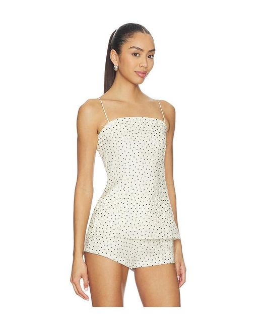 AEXAE White X Revolve Linen Strap Top
