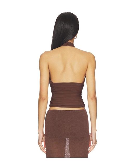 Mimchik Brown Piper Knotted Halter Top