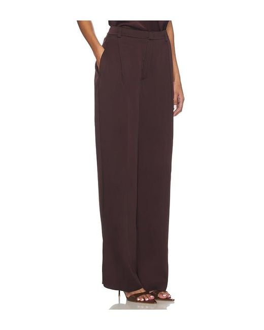 Vince Brown Mid Rise Wide Leg Pleated Trouser