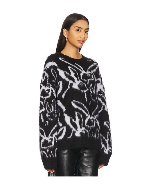 MSGM Black Sketched Bunnies Sweater