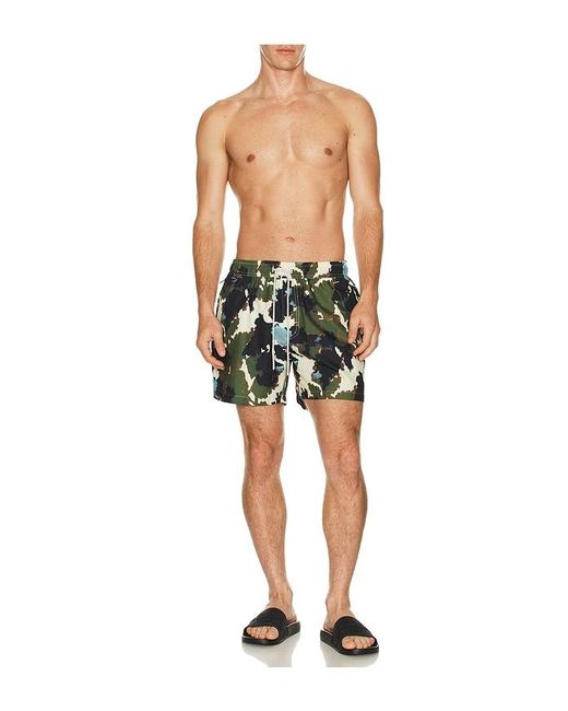 Oas Green Foliago Swim Shorts for men