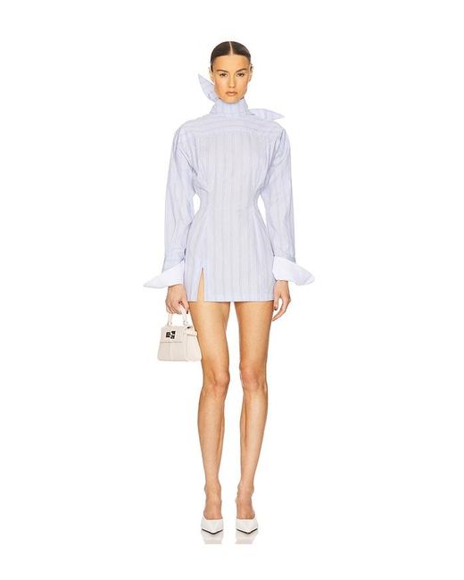 Helsa White Stripe Poplin Shirt Dress