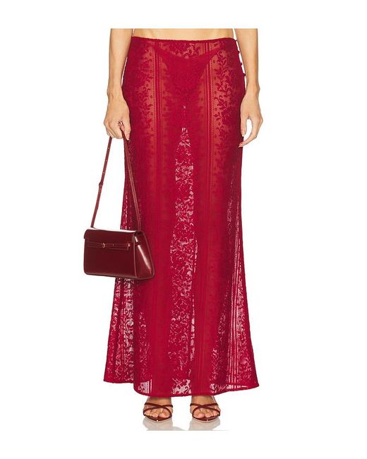 LOBA Red Laura Maxi Skirt