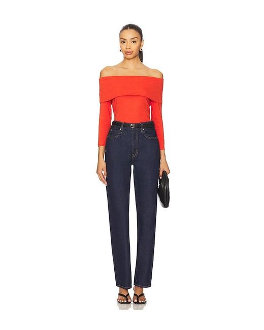 Nation Los Angeles Red Alexi Off The Shoulder T-Shirt