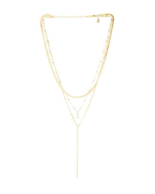 petit moments White Layered Stone Lariat Necklace