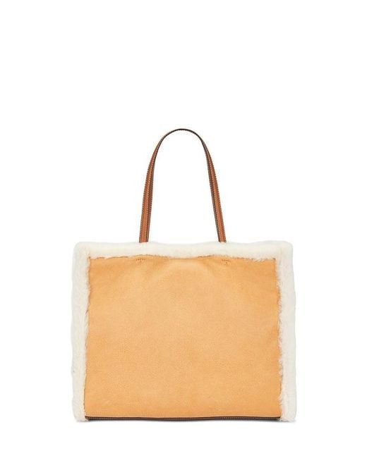 Tory Burch Orange Ella Shearling Tote