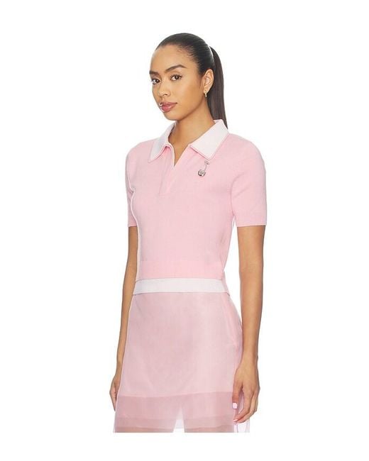 Monse Pink Doubled Half Front Placket Knit Tee