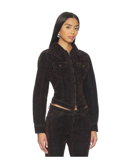 KNWLS Black Flock Denim Jacket