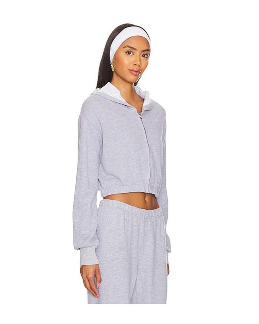 Lamade White Cropped Cotton-Blend Zip-Up Hoodie