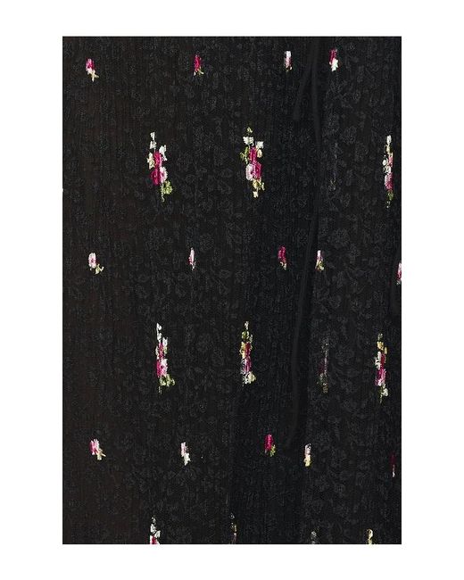 For Love & Lemons Black Poppy Pleated Lace Maxi Dress