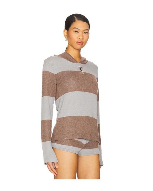 Jaded London Gray Stripe Knitted Rugby Top With Hood