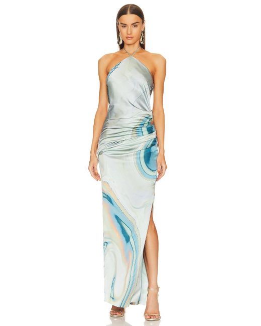 Jonathan Simkhai Blue Hansel Marble Printed Gown